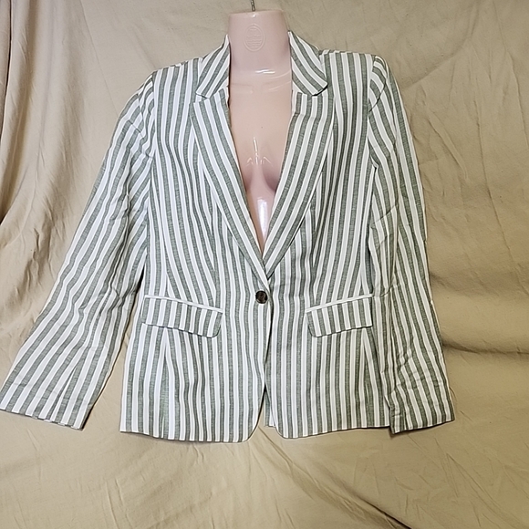 Loft linen blend strip sophisticated beachy blazer sz 2 (8) Summer Fun - Picture 2 of 10